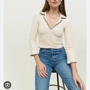 Reformation Nolan knit top SZ S cream